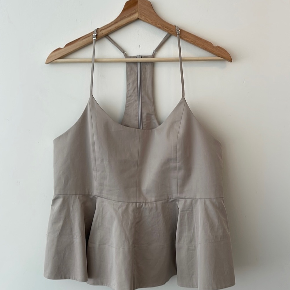 Tibi Eco Poplin Sculpted Peplum Top